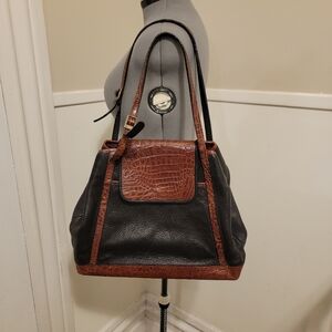 Elegant Black and Brown Women's Leather Bag